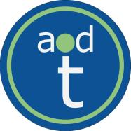 A logo made from the letters a, d, and t